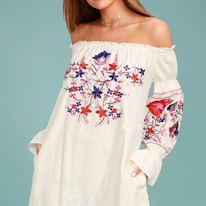 Free People Fleur du Jour cream embroidered dress